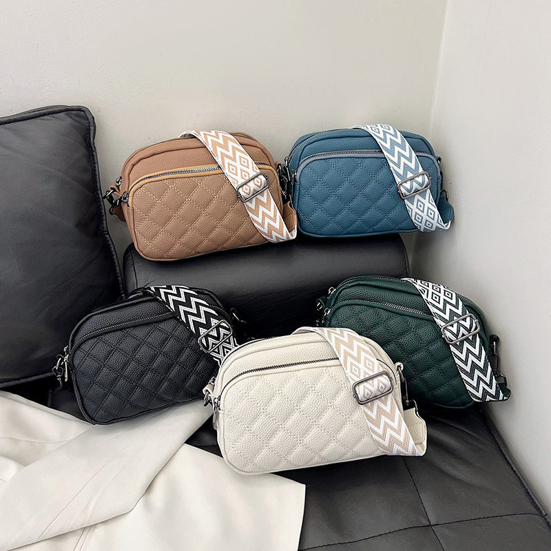Diamond Pattern Soft Leather Messenger