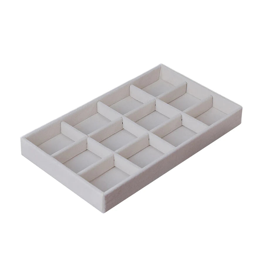 Velvet Jewelry Display Exquisite Jewellery Holder Portable Ring Earrings Necklace Organizer Storage Box Organizator Trays Beige