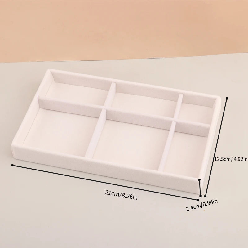 Velvet Jewelry Display Exquisite Jewellery Holder Portable Ring Earrings Necklace Organizer Storage Box Organizator Trays Beige
