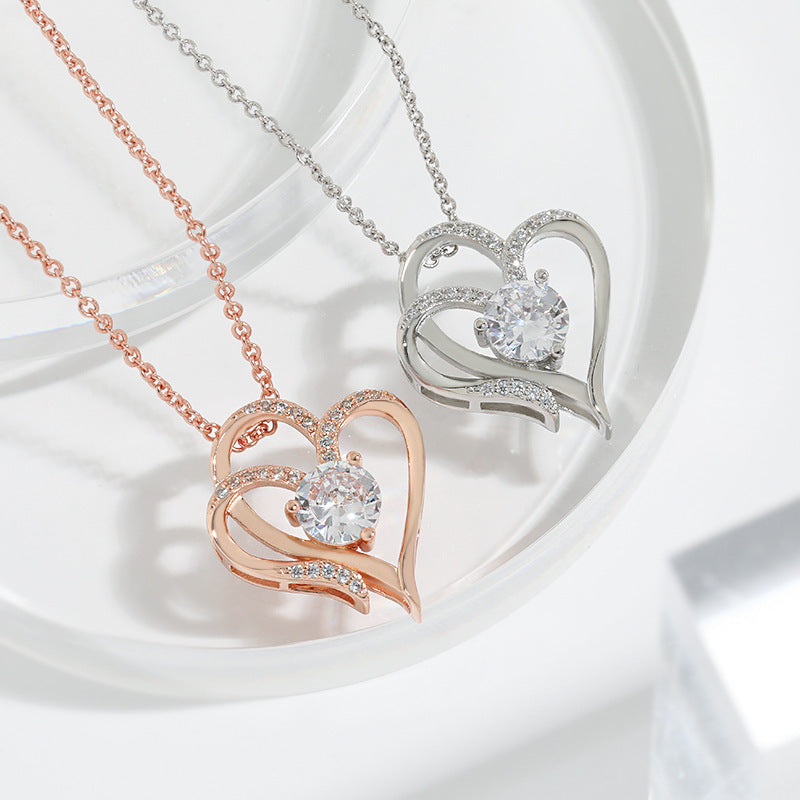 Zircon Double Heart Love Necklace