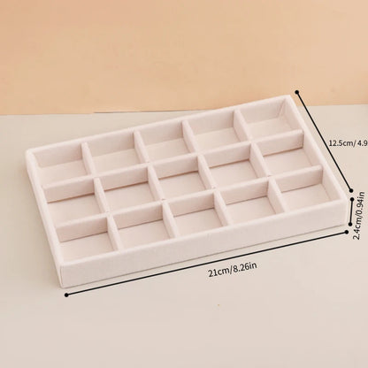 Velvet Jewelry Display Exquisite Jewellery Holder Portable Ring Earrings Necklace Organizer Storage Box Organizator Trays Beige