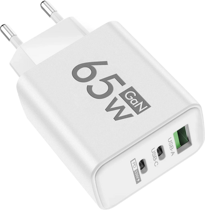 65W USB-C Fast Charging Charger PD Quick Charge 3.0 Wall Adapter for iPhone 15 Xiaomi POCO Samsung Oneplus - Phone Charging