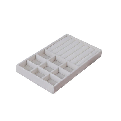 Velvet Jewelry Display Exquisite Jewellery Holder Portable Ring Earrings Necklace Organizer Storage Box Organizator Trays Beige