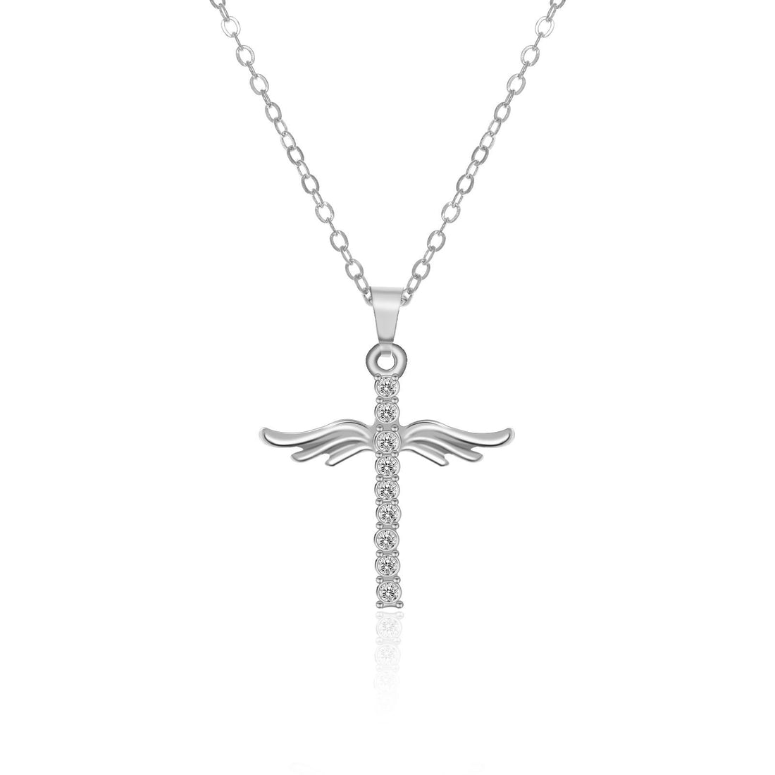 Angel Wings Cross Pendant Necklace