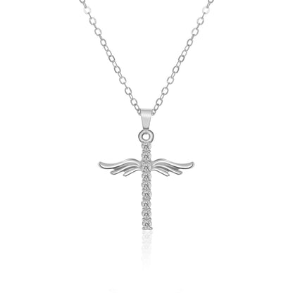 Angel Wings Cross Pendant Necklace