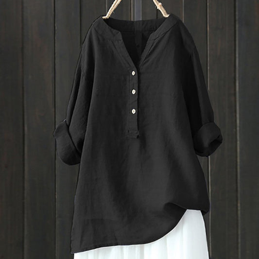 Solara Button-Front Linen Shirt
