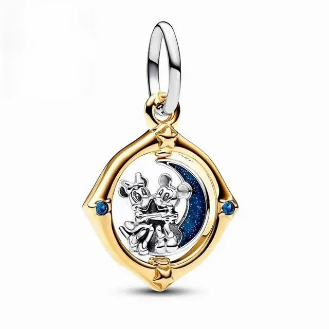 MINISO League Of Legends Mickey Mouse Minnie Plata Deley 925 Sterling Silver Charm Beads Fit Original Pandora Bracelet Jewelry