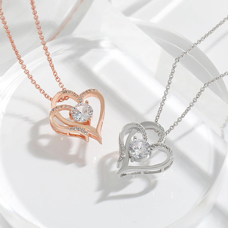 Zircon Double Heart Love Necklace