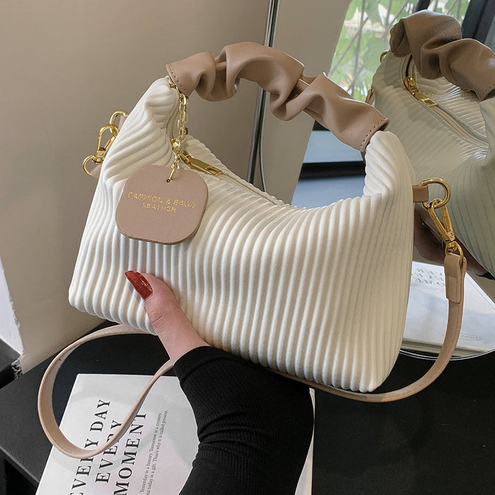 Vertical Striped Shoulder Messenger Bag