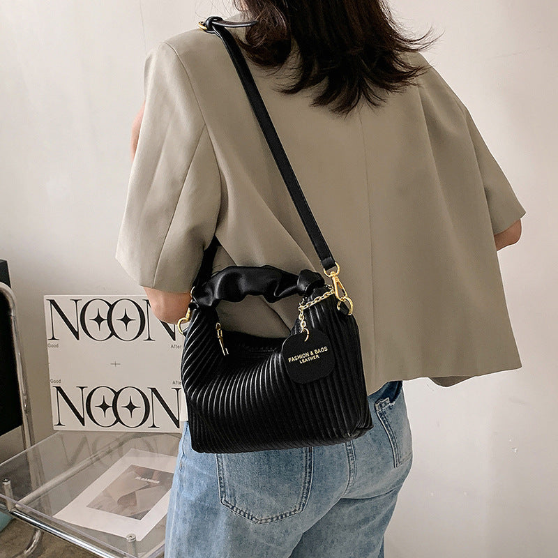 Vertical Striped Shoulder Messenger Bag