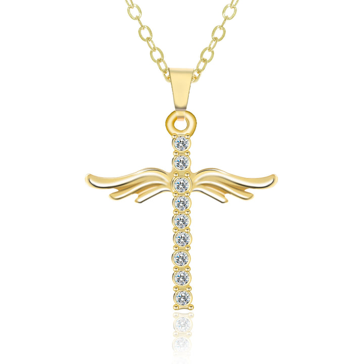 Angel Wings Cross Pendant Necklace