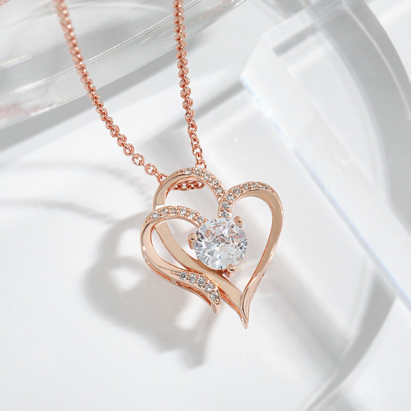 Zircon Double Heart Love Necklace
