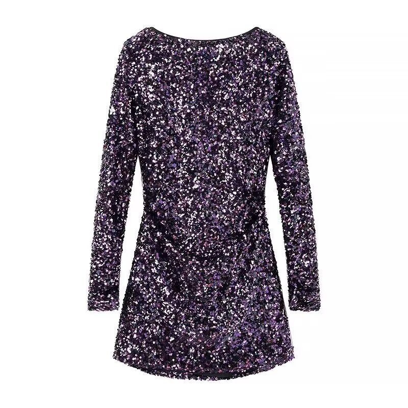 Retro French Sequined Backless Dress