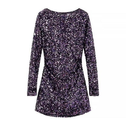 Retro French Sequined Backless Dress