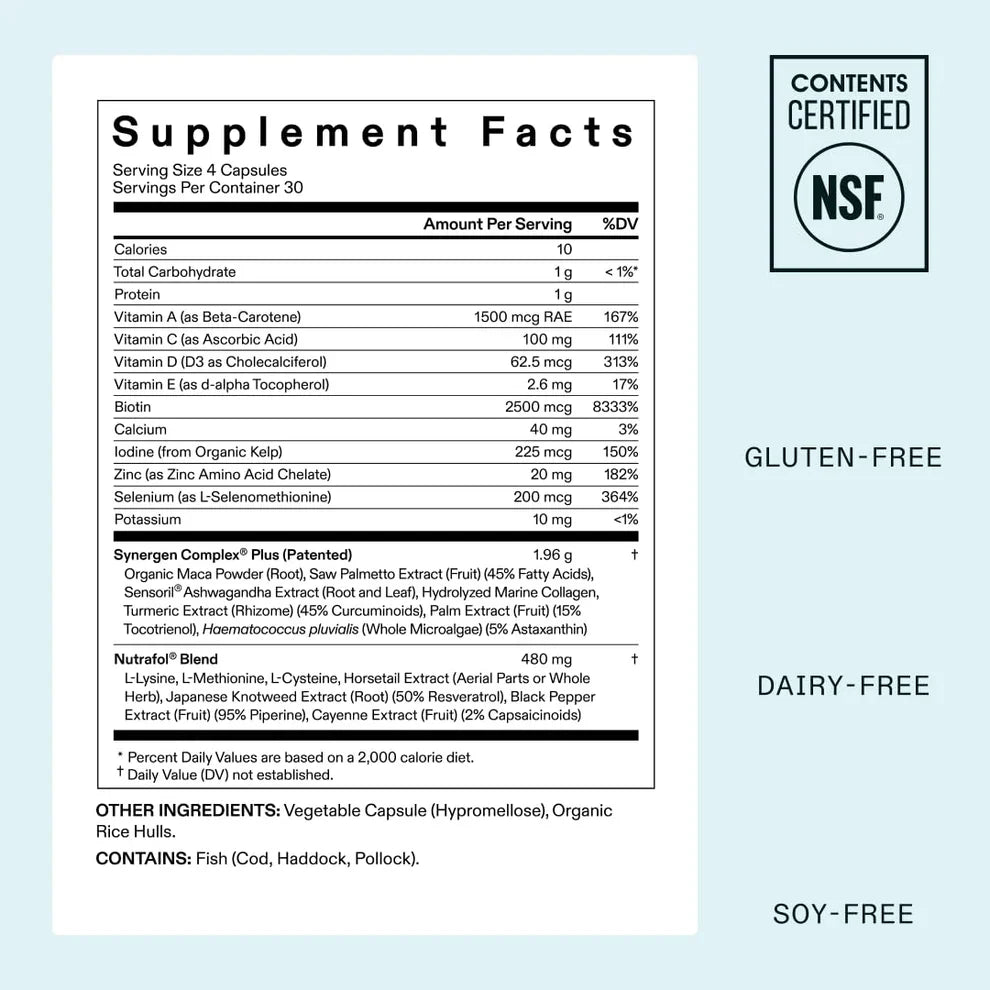 Nutrafol Women’s Balance Hair Growth Supplement – 120 Capsules | Ages 45+ | 1-Month Supply