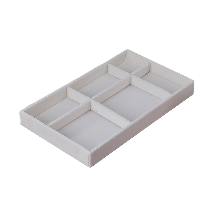 Velvet Jewelry Display Exquisite Jewellery Holder Portable Ring Earrings Necklace Organizer Storage Box Organizator Trays Beige