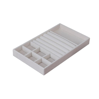 Velvet Jewelry Display Exquisite Jewellery Holder Portable Ring Earrings Necklace Organizer Storage Box Organizator Trays Beige