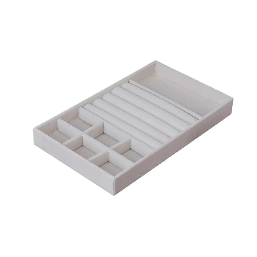 Velvet Jewelry Display Exquisite Jewellery Holder Portable Ring Earrings Necklace Organizer Storage Box Organizator Trays Beige