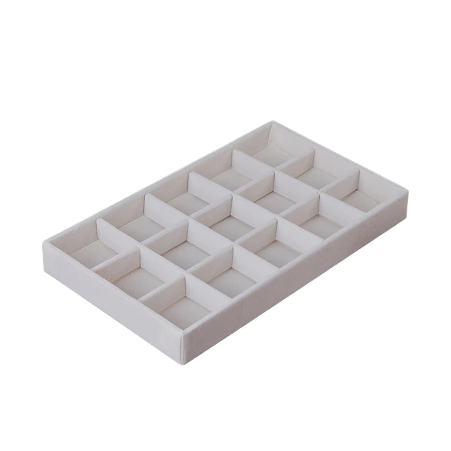 Velvet Jewelry Display Exquisite Jewellery Holder Portable Ring Earrings Necklace Organizer Storage Box Organizator Trays Beige