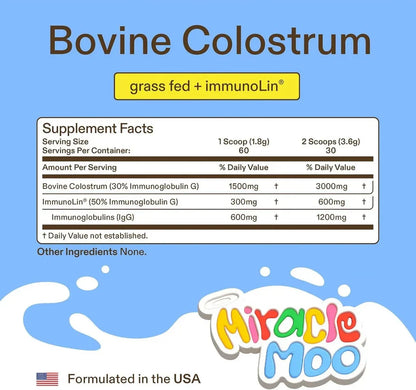 Miracle Moo Colostrum – Gut, Hair & Immune Support (60 Servings, Unflavored)