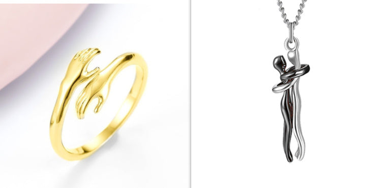 Adjustable Hug Hands Alloy Ring