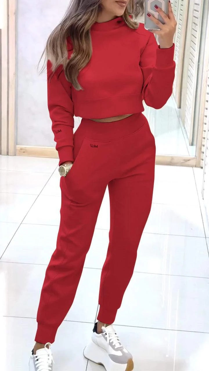 Stand Collar Sports Pullover And Trousers