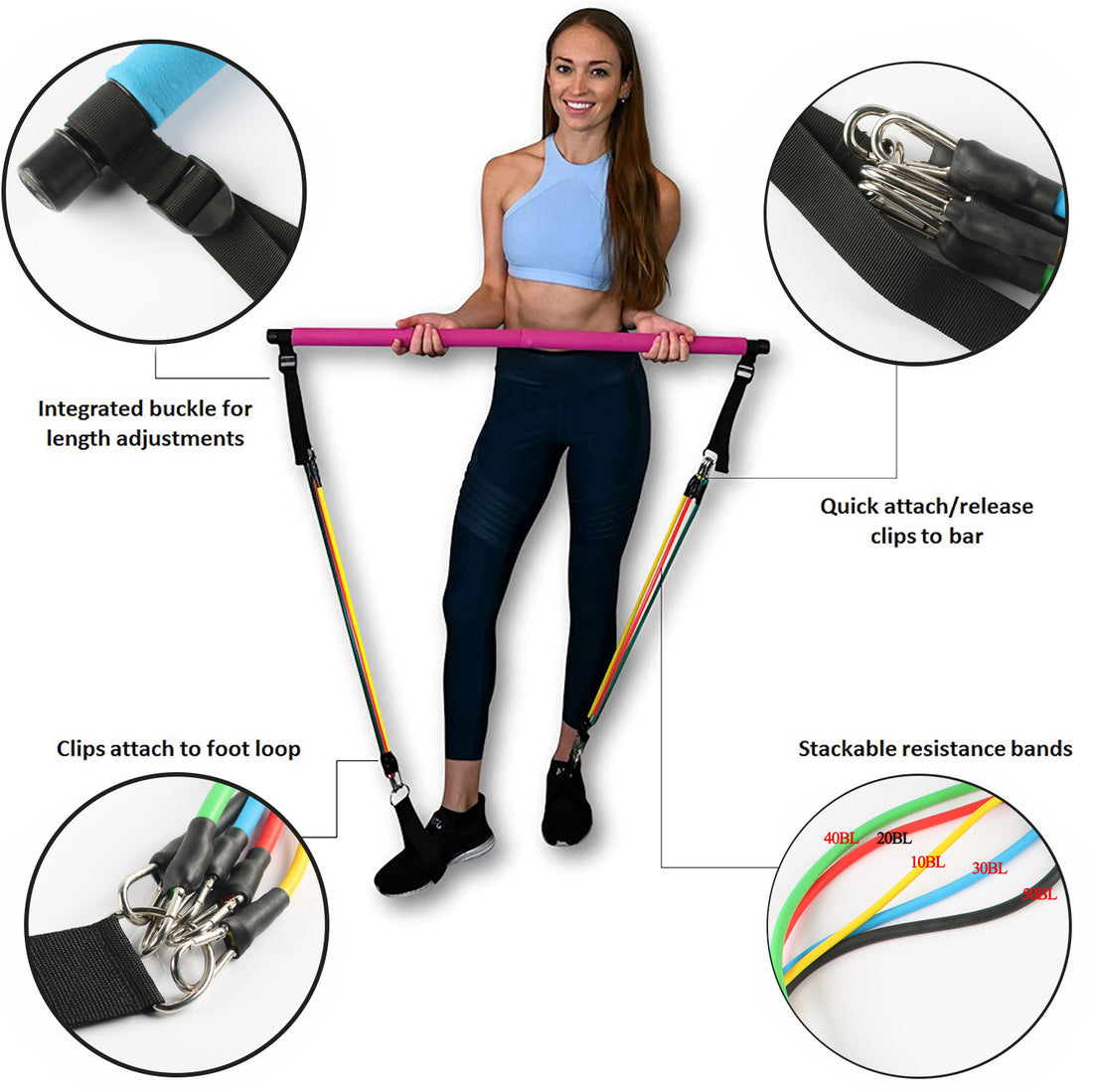 Portable Yoga Pilates Resistance Bar