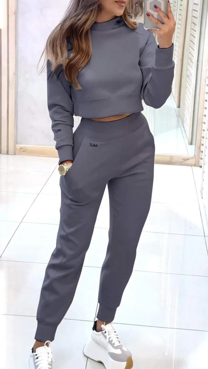 Stand Collar Sports Pullover And Trousers