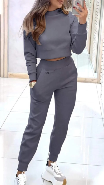 Stand Collar Sports Pullover And Trousers
