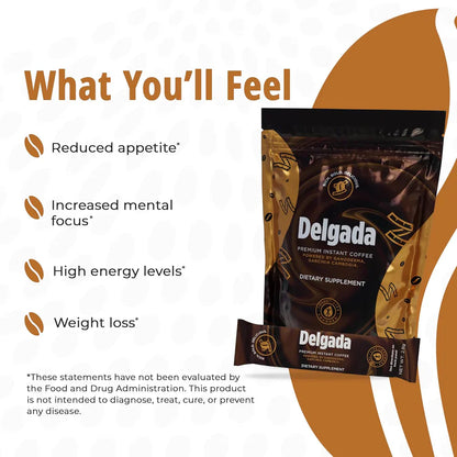 Delgada Instant Coffee with Garcinia Cambogia & Ganoderma – Premium Slimming Coffee (30 Sachets)