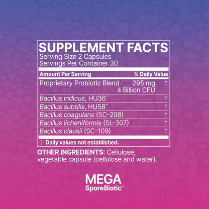 MegaSporeBiotic Probiotics – Spore-Based Digestive Support for Women & Men (60 Capsules)