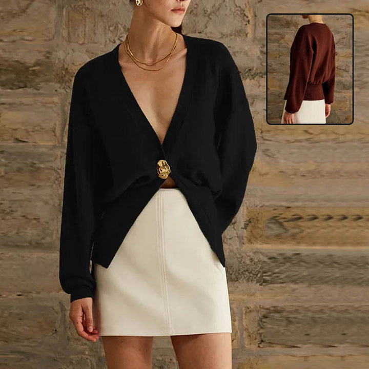 V-neck Button Knitted Cardigan Sweater
