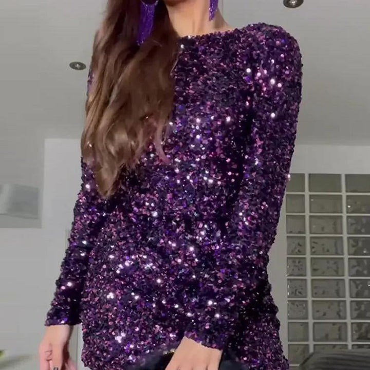 Retro French Sequined Backless Dress