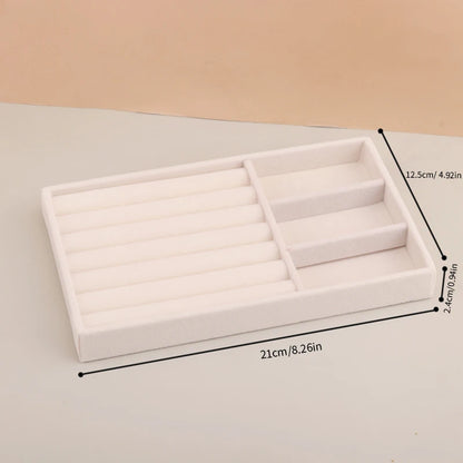 Velvet Jewelry Display Exquisite Jewellery Holder Portable Ring Earrings Necklace Organizer Storage Box Organizator Trays Beige