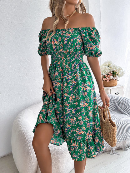 Summer Floral Ruffle Square Dress