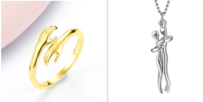 Adjustable Hug Hands Alloy Ring