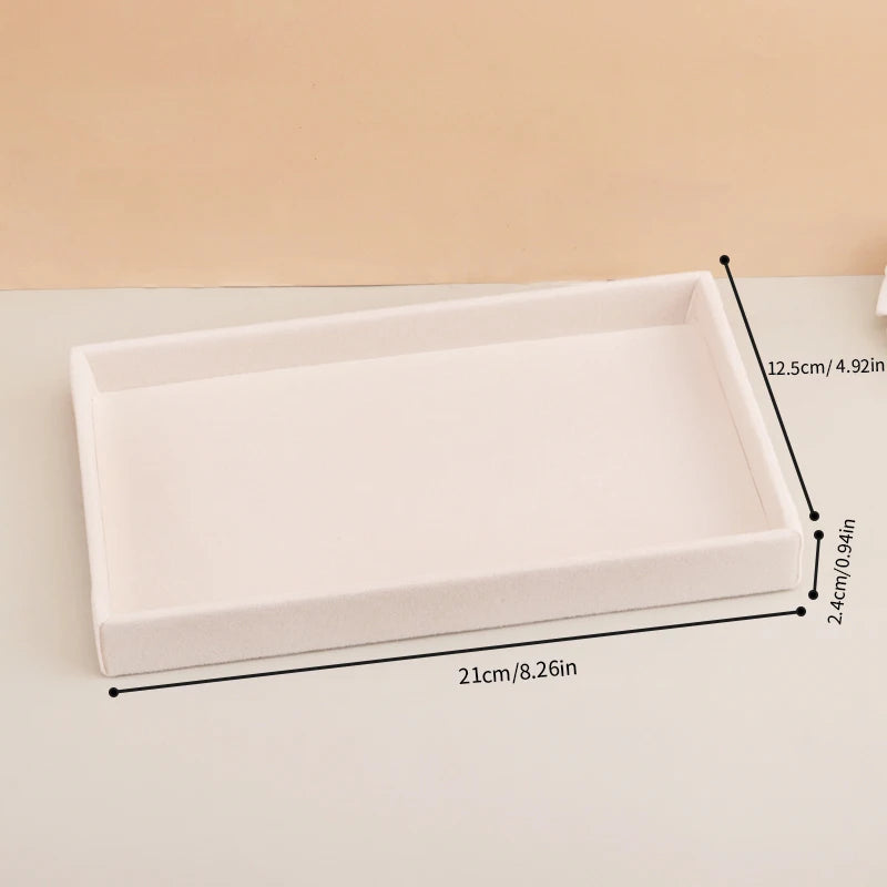 Velvet Jewelry Display Exquisite Jewellery Holder Portable Ring Earrings Necklace Organizer Storage Box Organizator Trays Beige