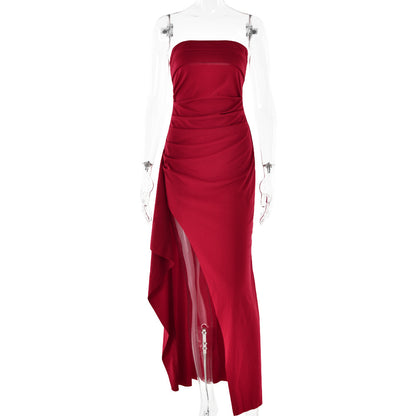 Split Strapless Bridesmaid Maxi Dress
