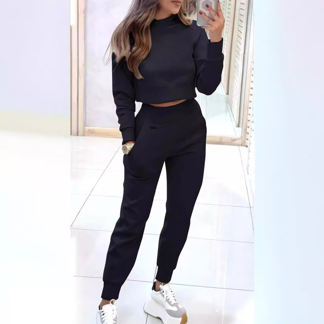 Stand Collar Sports Pullover And Trousers