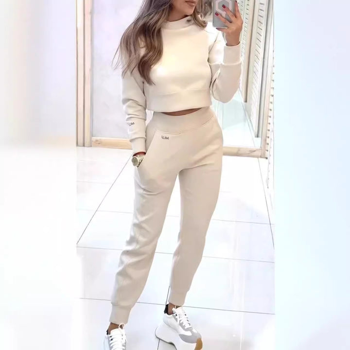 Stand Collar Sports Pullover And Trousers