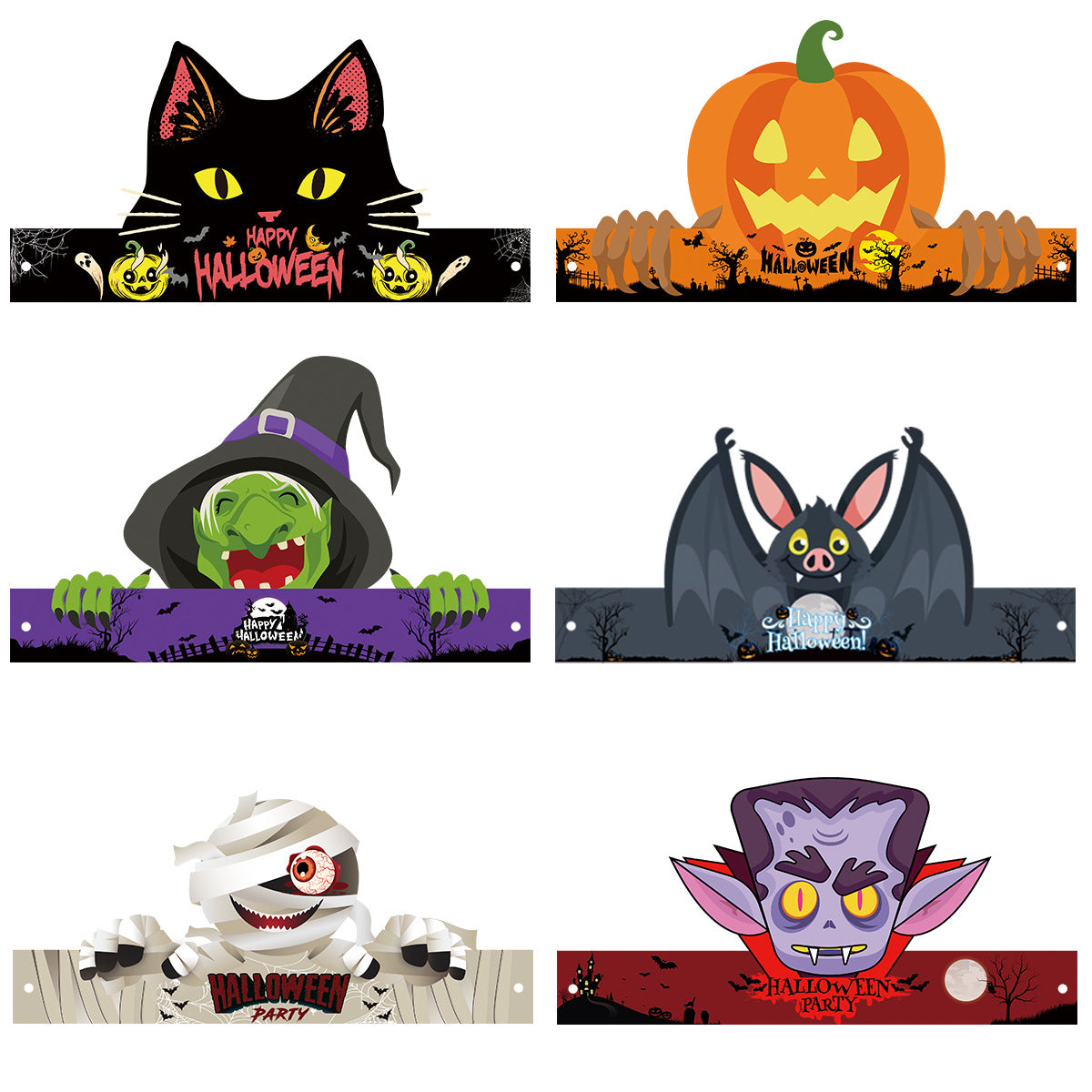 New Halloween Decorative Paper Hats European And American Halloween Halloween Children's Party Decoration Props Wholesale