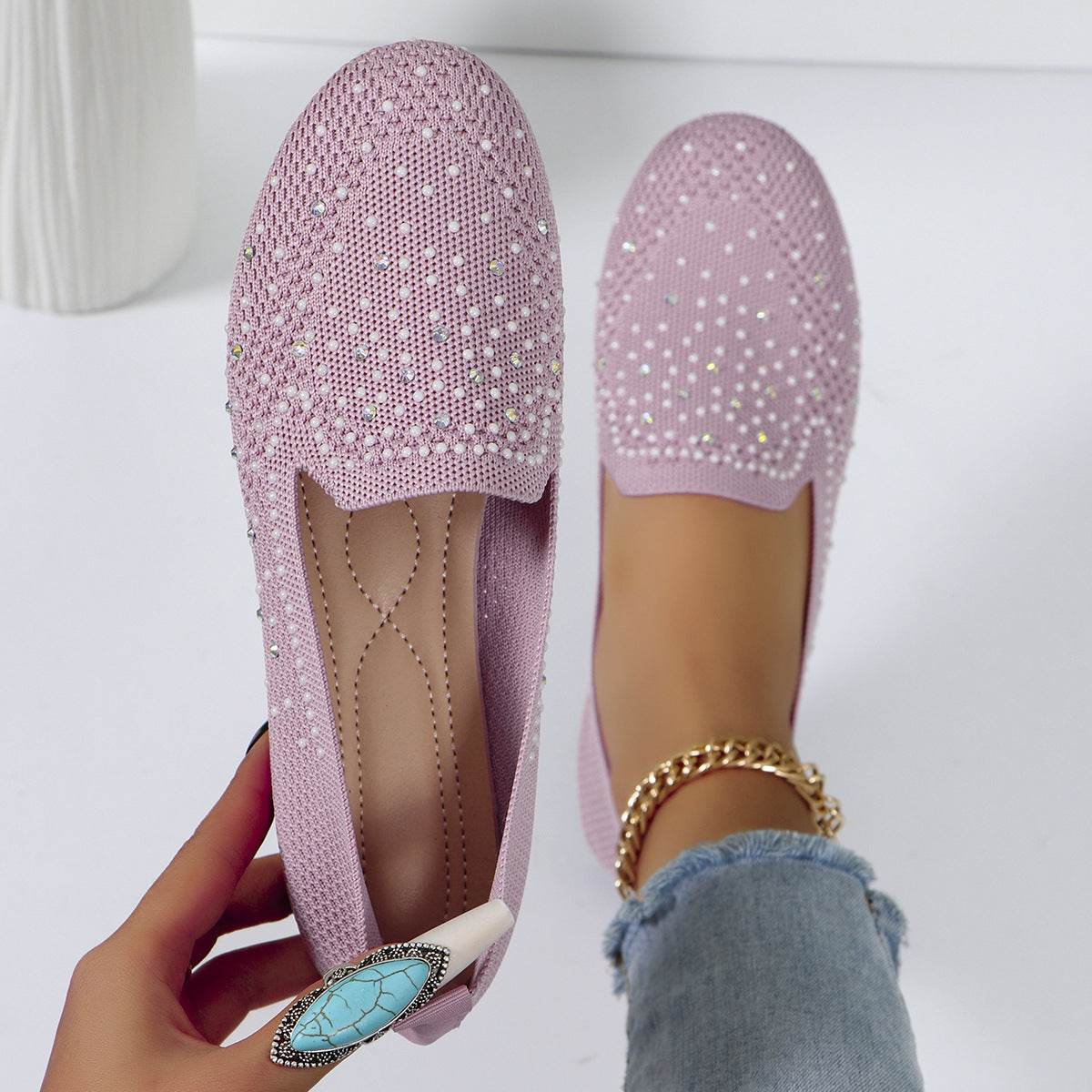 Plus Size Mesh Diamond Flats