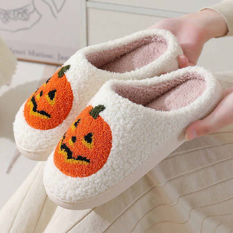 New Halloween Pumpkin Cartoon Warm Winter Cotton Slippers For Men And Women Couples Home Indoor Cotton Slippers