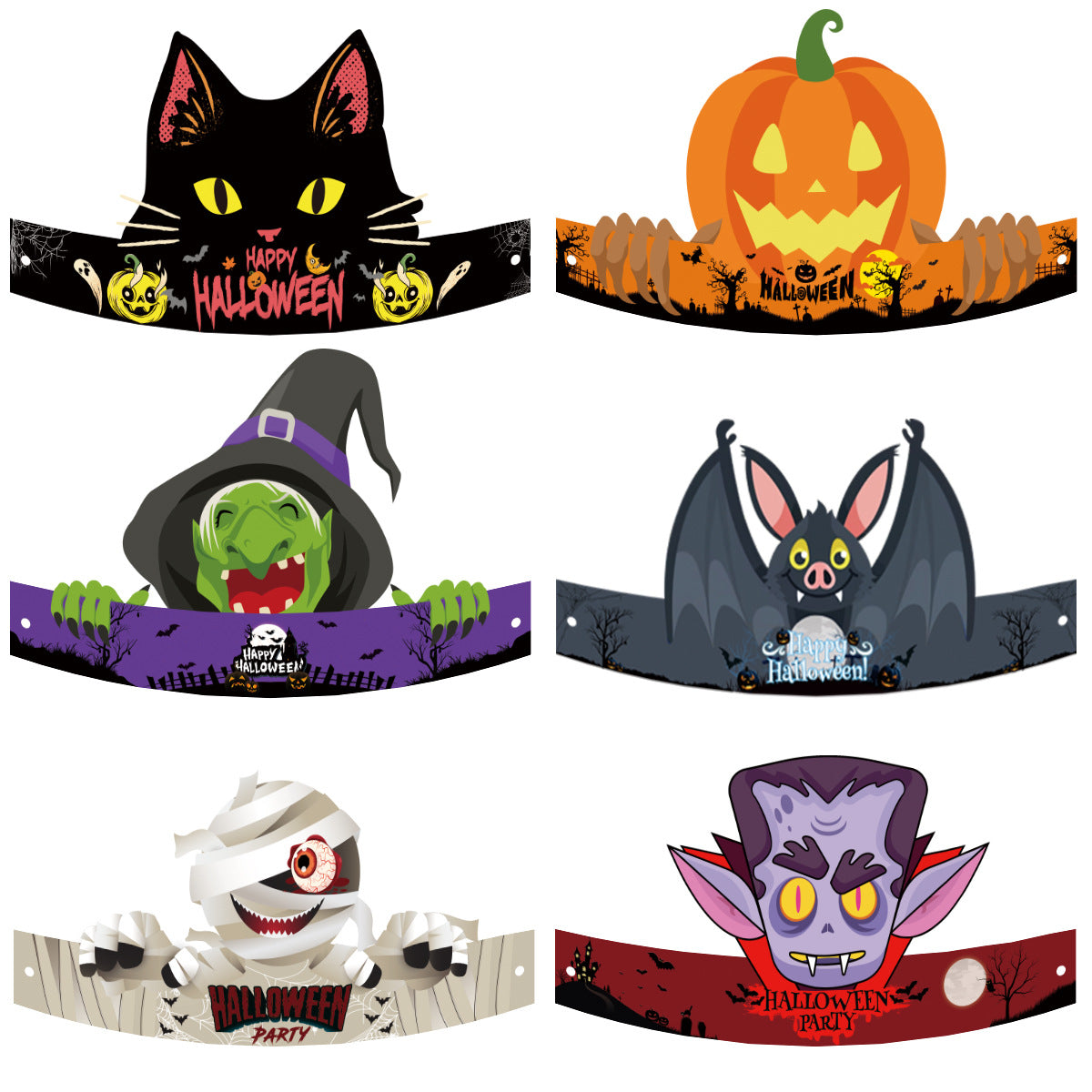 New Halloween Decorative Paper Hats European And American Halloween Halloween Children's Party Decoration Props Wholesale