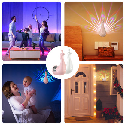 Cross-border New Peacock Projection Lamp Remote Control Wall Atmosphere Lamp SB Charging Creative Night Light Household Corridor Bedroom