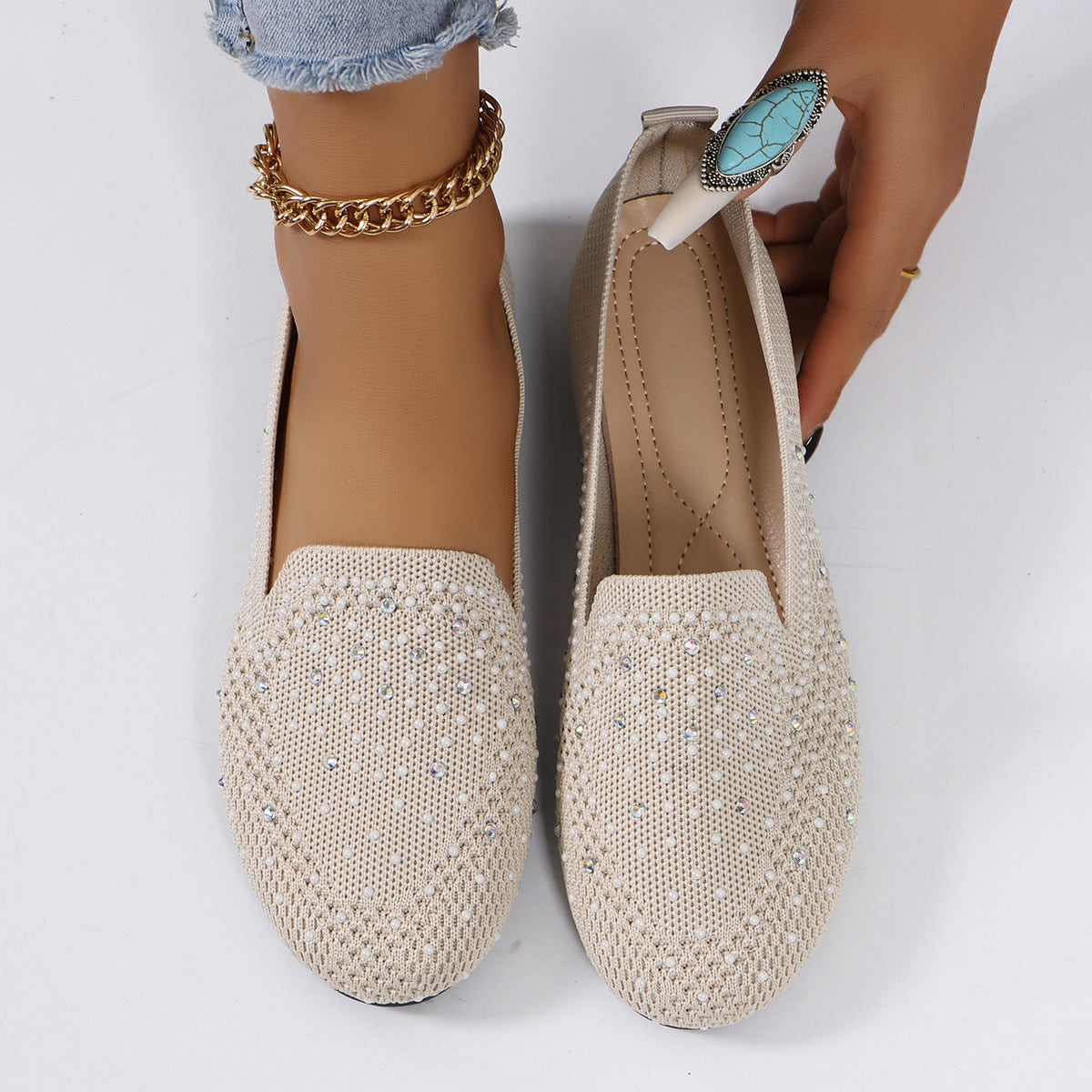 Plus Size Mesh Diamond Flats