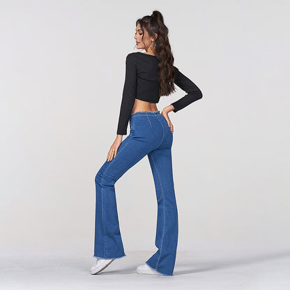 High Waist Skinny Flared Pants Women&#039;s Jeans Cross-border Preferred Micro Flared Skinny Jeans