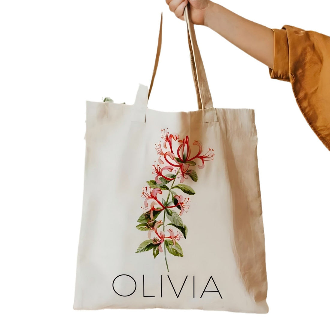 1 Piece Printed Flower Name Canvas Bag
