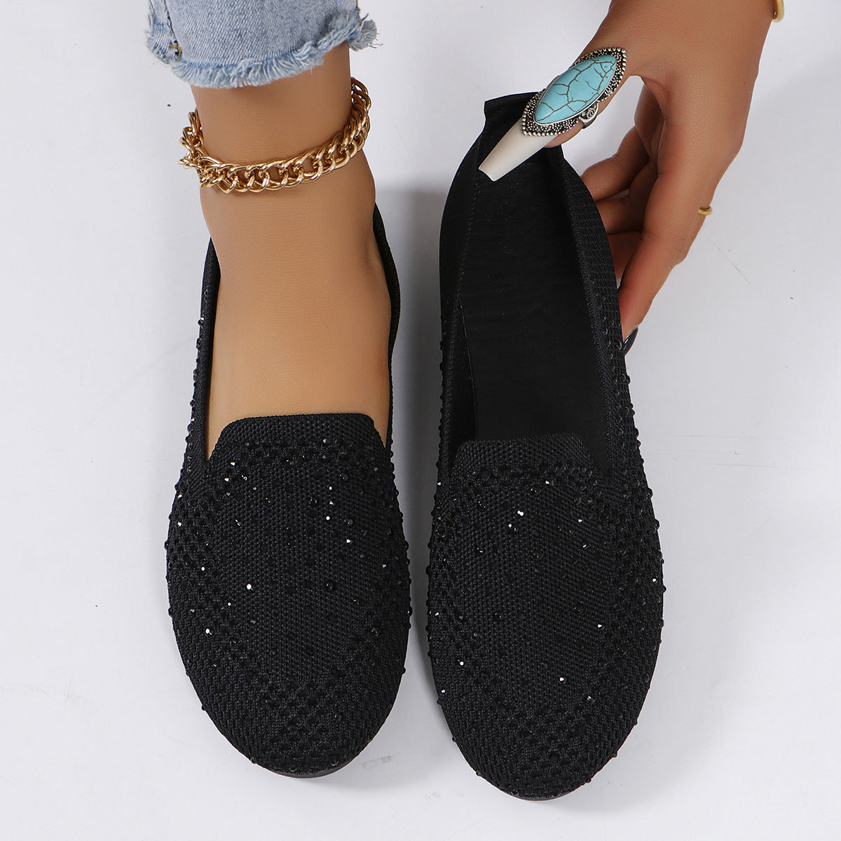 Plus Size Mesh Diamond Flats