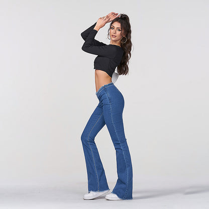 High Waist Skinny Flared Pants Women&#039;s Jeans Cross-border Preferred Micro Flared Skinny Jeans